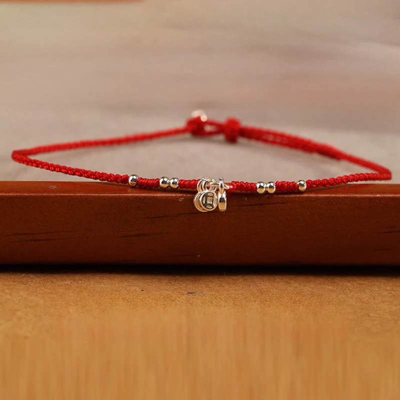 Buddha Stones Cavigliera ultra sottile con design a forma di monete in argento sterling 925, realizzata a mano e resistente - Image 3