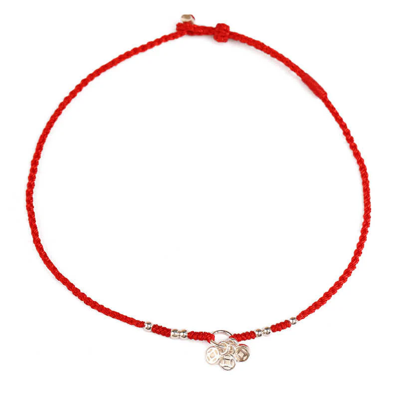 Buddha Stones Cavigliera ultra sottile con design a forma di monete in argento sterling 925, realizzata a mano e resistente - Image 4