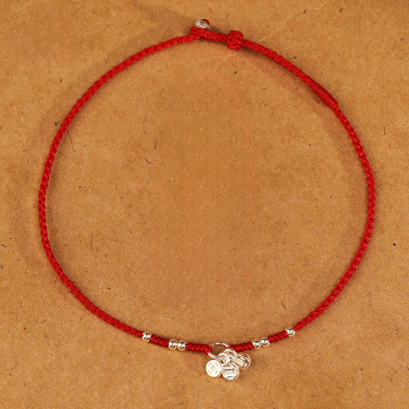 Buddha Stones Cavigliera ultra sottile con design a forma di monete in argento sterling 925, realizzata a mano e resistente - Image 8
