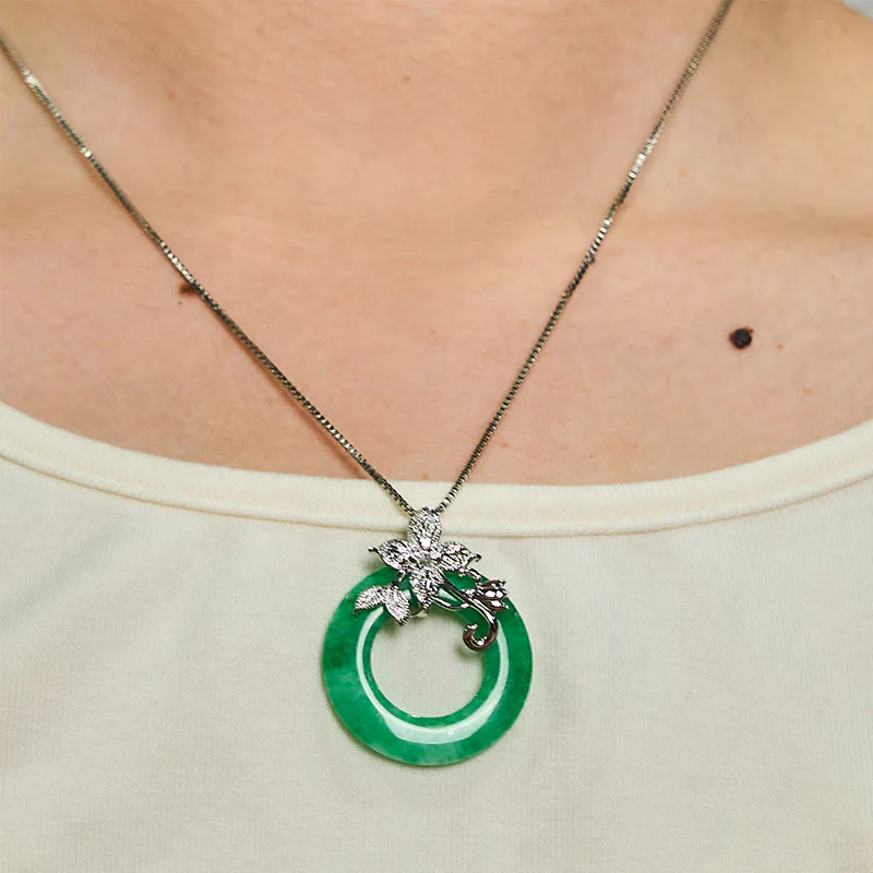 Buddha Stones Ciano Giada Pace Fibbia Lega Fiore Guarigione Fortuna Collana Pendente - Image 18