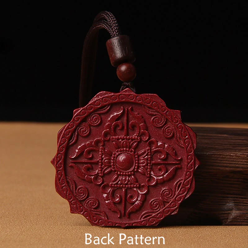 Buddha Stones Cinabro naturale Loto Om Mani Padme Hum Benedizione Collana Corda Pendente - Image 3