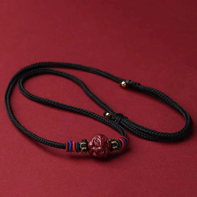 Buddha Stones Cinabro Zodiaco Cinese Collana con Benedizione in Corda Nera con Pendenti