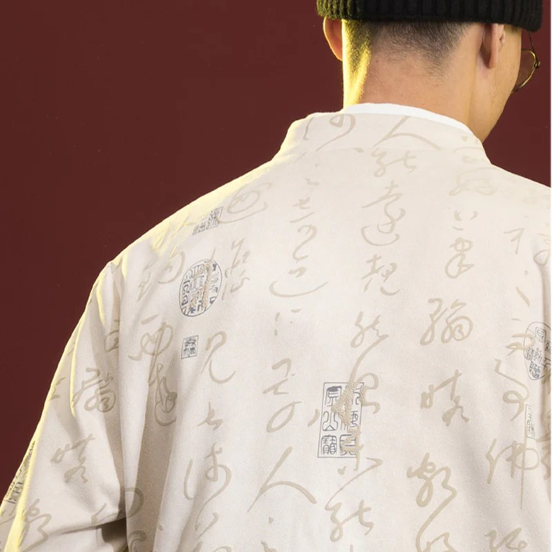 Buddha Stones Cinese Calligrafia Abbigliamento Giacca Cappotto Tang Suit Uomo Abbigliamento - Image 10