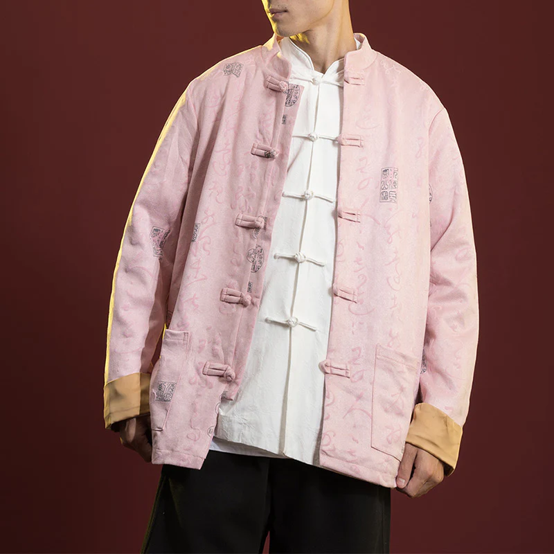 Buddha Stones Cinese Calligrafia Abbigliamento Giacca Cappotto Tang Suit Uomo Abbigliamento - Image 12