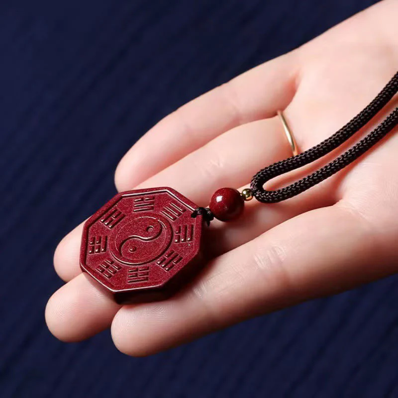 Buddha Stones Cinnabar naturale Bagua Taishang Laojun Fu carattere Calma collana pendente - Image 3