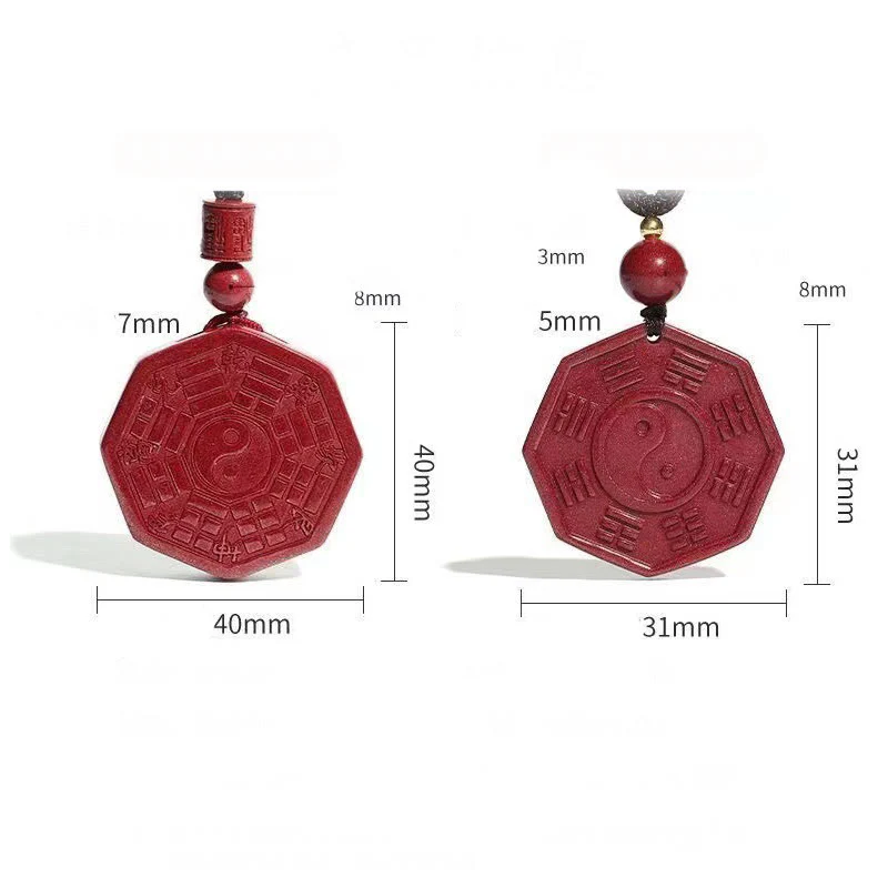 Buddha Stones Cinnabar naturale Bagua Taishang Laojun Fu carattere Calma collana pendente - Image 4
