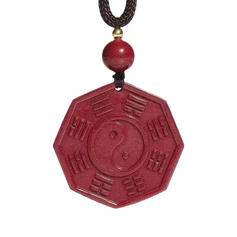 Buddha Stones Cinnabar naturale Bagua Taishang Laojun Fu carattere Calma collana pendente - Image 5