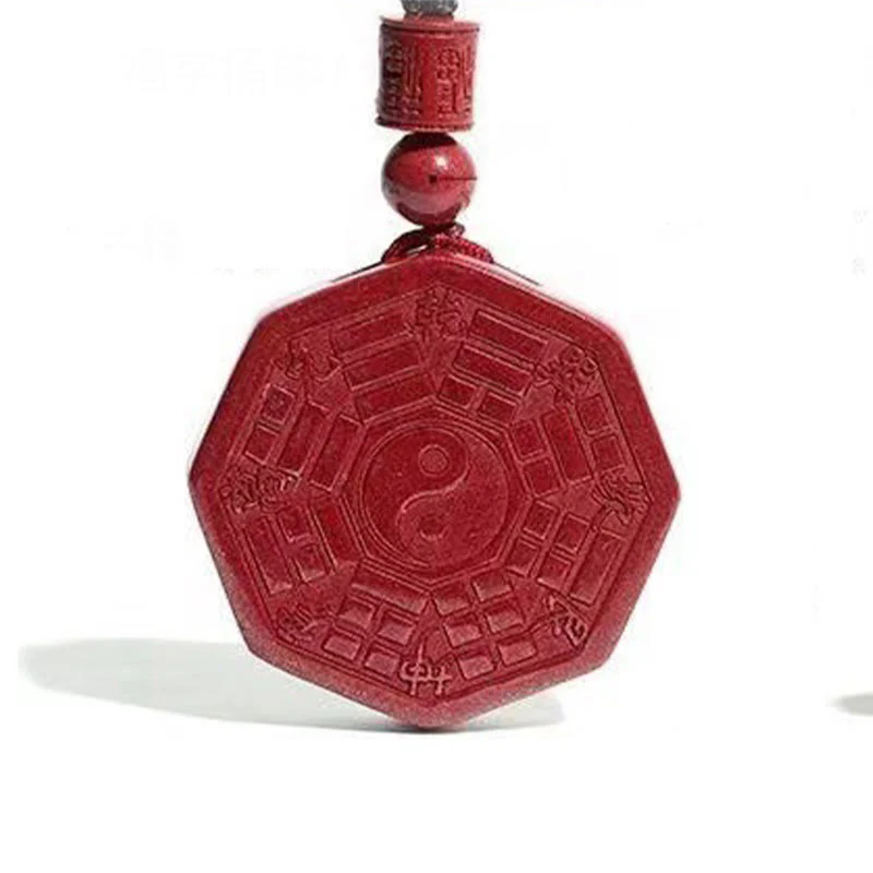 Buddha Stones Cinnabar naturale Bagua Taishang Laojun Fu carattere Calma collana pendente - Image 6