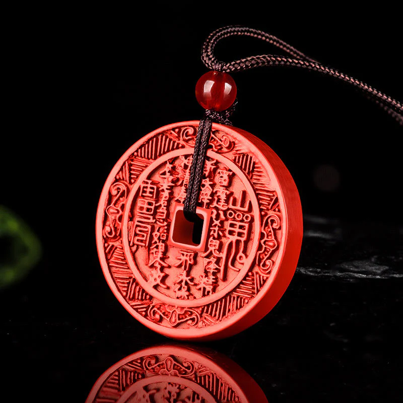 Buddha Stones Cinnabar naturale Fantasmi di montagna Spendere soldi Bagua Design Benedizione Collana Pendente - Image 4