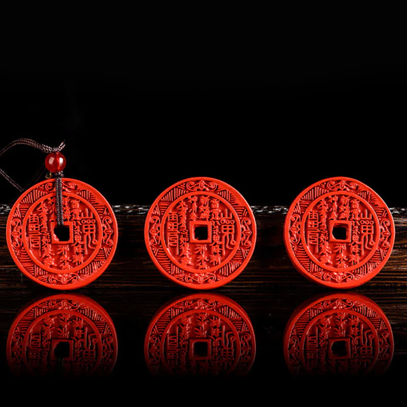 Buddha Stones Cinnabar naturale Fantasmi di montagna Spendere soldi Bagua Design Benedizione Collana Pendente - Image 7