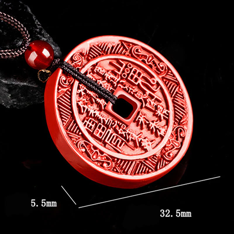 Buddha Stones Cinnabar naturale Fantasmi di montagna Spendere soldi Bagua Design Benedizione Collana Pendente - Image 9