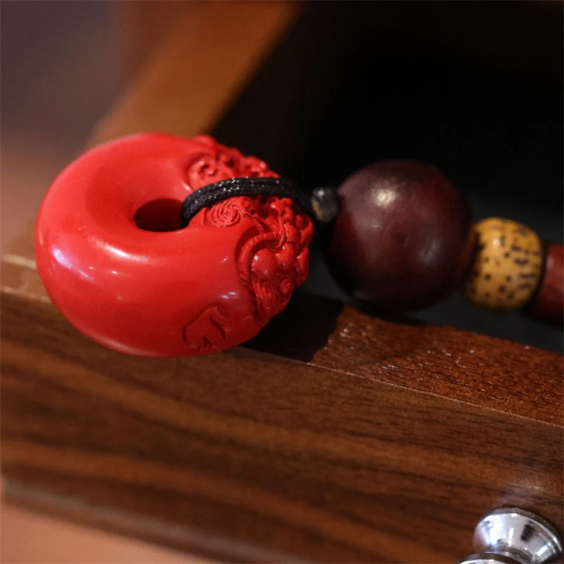 Buddha Stones Cinnabar naturale PiXiu Peace Buckle Benedizione Portachiavi per auto - Image 4