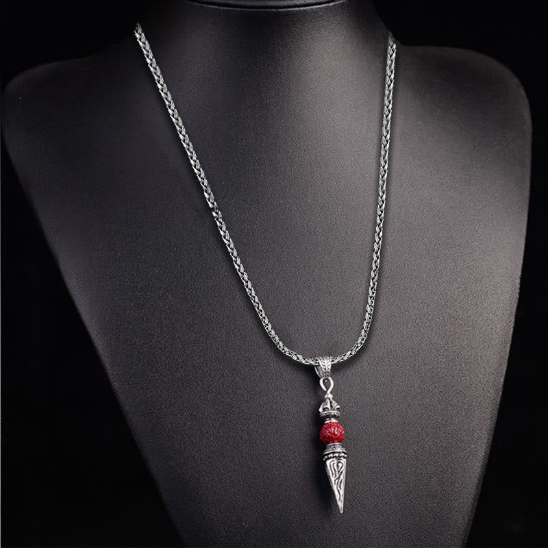 Buddha Stones Cinnabar Sanscrito Dorje Vajra Modello Benedizione Collana Pendente - Image 7
