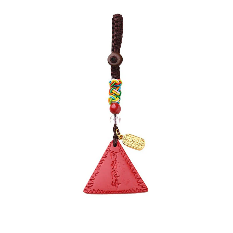 Buddha Stones Cinnabar Triangle Pattern Talisman Tieni lontani gli spiriti maligni Portachiavi - Image 2