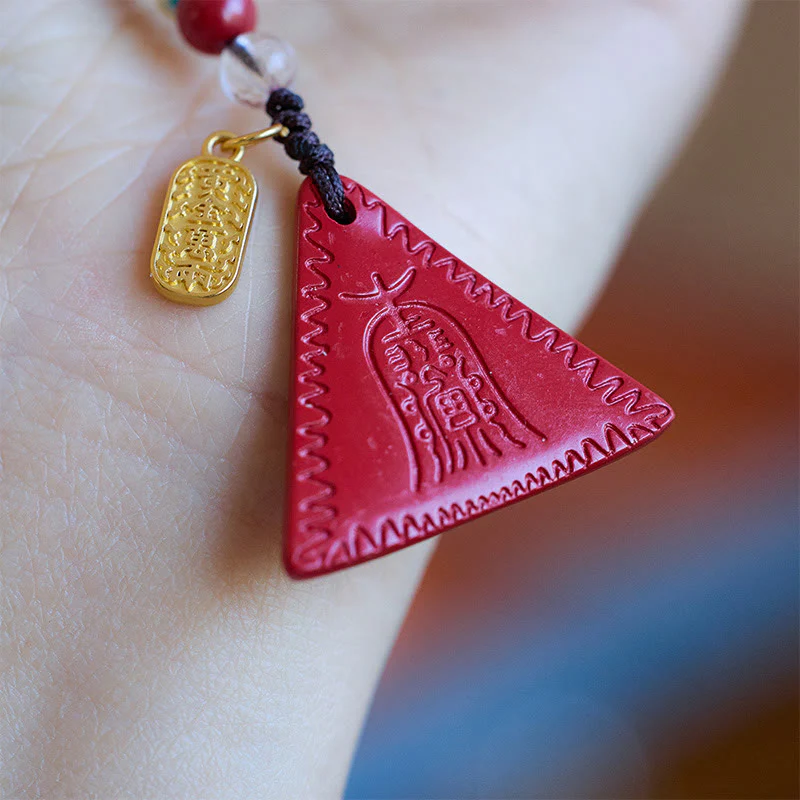 Buddha Stones Cinnabar Triangle Pattern Talisman Tieni lontani gli spiriti maligni Portachiavi - Image 3