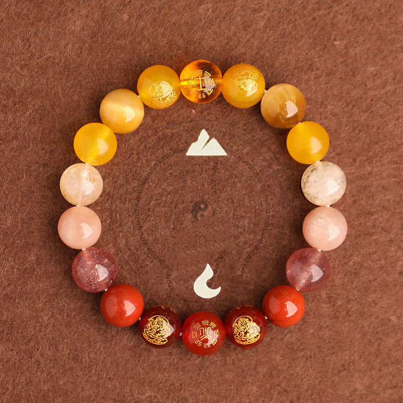 Buddha Stones Cinque Elementi Vari Agata Cristallo Agata Rossa del Sud Quarzo Fragola Pietra del Sole Citrino Braccialetto della Fortuna - Image 4