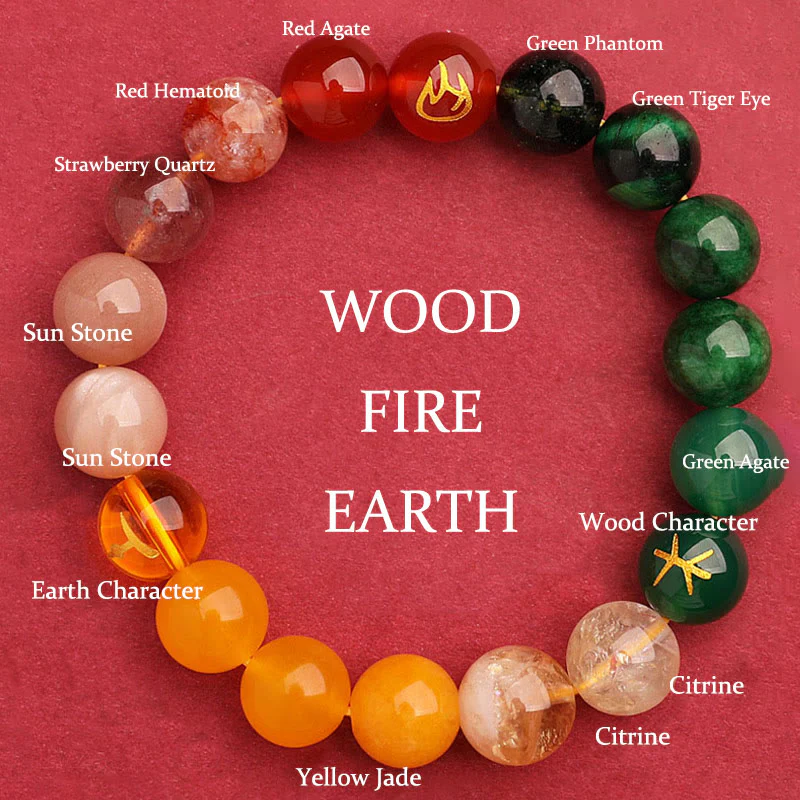 Buddha Stones Cinque Elementi Vari Agata Cristallo Verde Fragola Quarzo Pietra del Sole Bracciale Ricchezza - Image 13