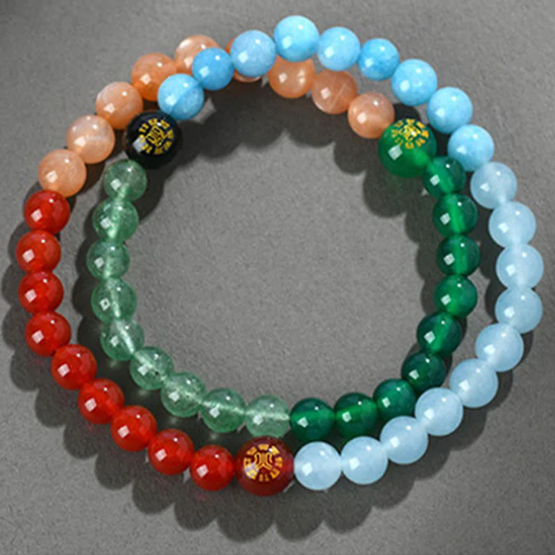 Buddha Stones Cinque Elementi Vari Cristallo Agata Quarzo Fragola Bracciale della Saggezza - Image 21