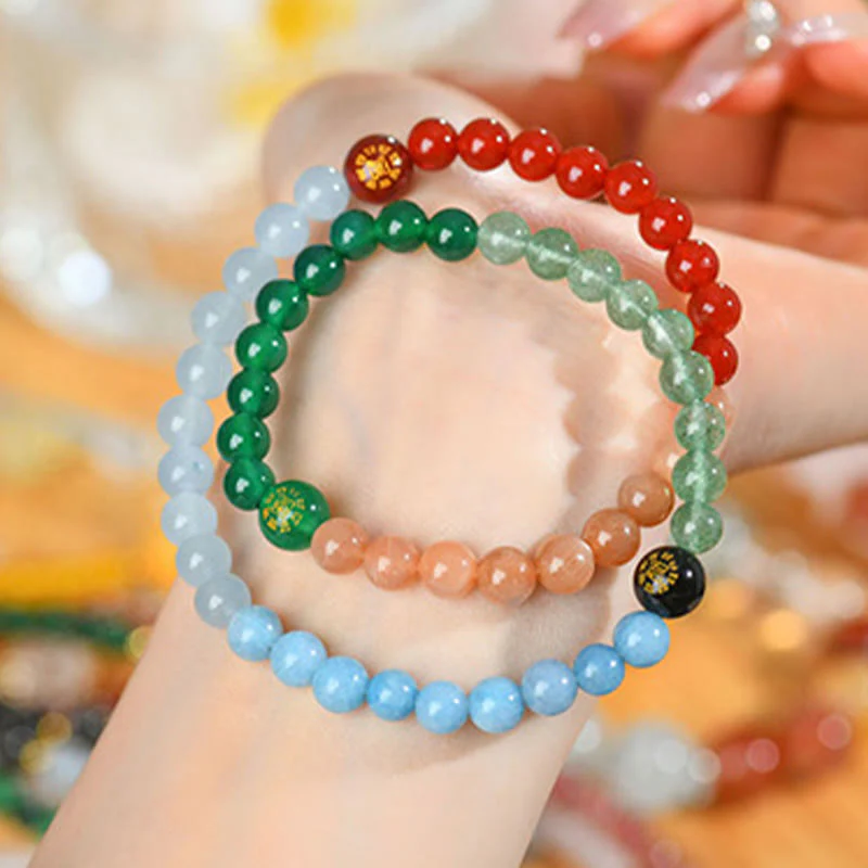 Buddha Stones Cinque Elementi Vari Cristallo Agata Quarzo Fragola Bracciale della Saggezza - Image 22