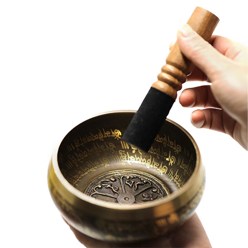 Buddha Stones Ciotola sonora tibetana per meditazione, realizzata a mano per la guarigione e la consapevolezza. Set di ciotole tibetane. - Image 12
