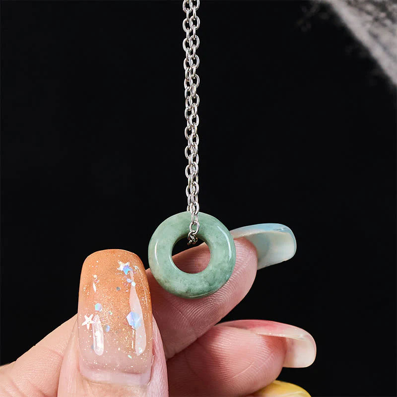 Buddha Stones Collana con ciondolo a forma di abaco e fibbia della pace in giada verde con portafortuna e abaco. - Image 15