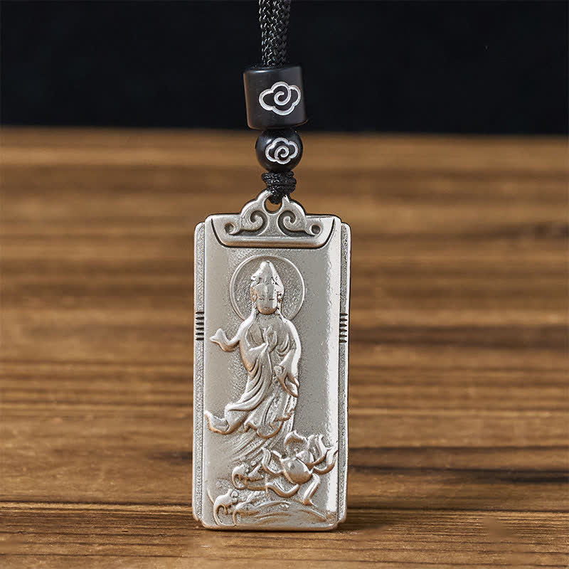 Buddha Stones Collana con ciondolo a forma di corda Avalokiteśvara, simbolo di ricchezza, placcata in rame e argento.
