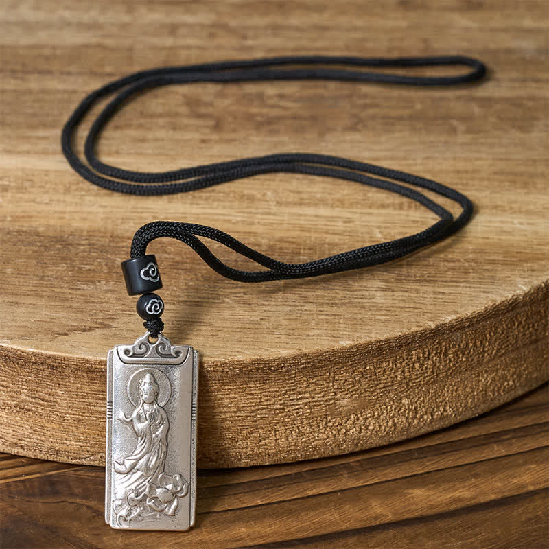 Buddha Stones Collana con ciondolo a forma di corda Avalokiteśvara, simbolo di ricchezza, placcata in rame e argento. - Image 2