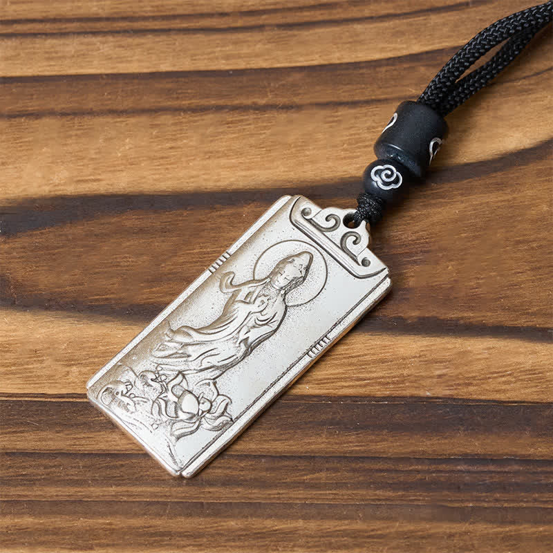 Buddha Stones Collana con ciondolo a forma di corda Avalokiteśvara, simbolo di ricchezza, placcata in rame e argento. - Image 4