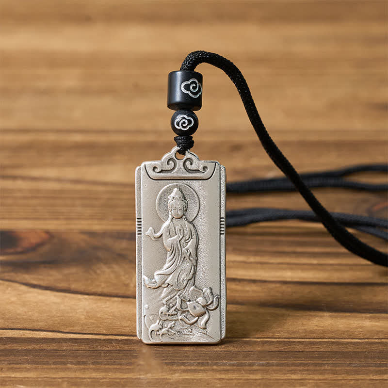 Buddha Stones Collana con ciondolo a forma di corda Avalokiteśvara, simbolo di ricchezza, placcata in rame e argento. - Image 5