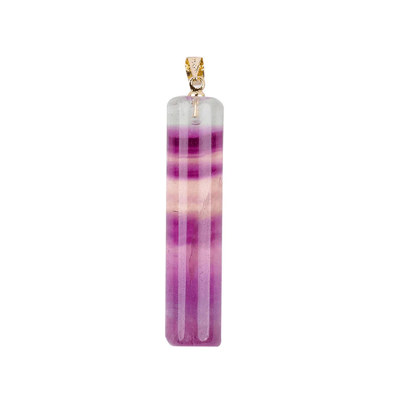 Buddha Stones Collana con ciondolo cilindrico protettivo in fluorite naturale colorata. - Image 11
