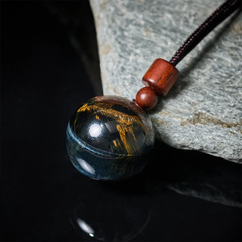 Buddha Stones Collana con ciondolo di protezione in quarzo fumé con occhio di tigre e cristallo rosa bianco - Image 27