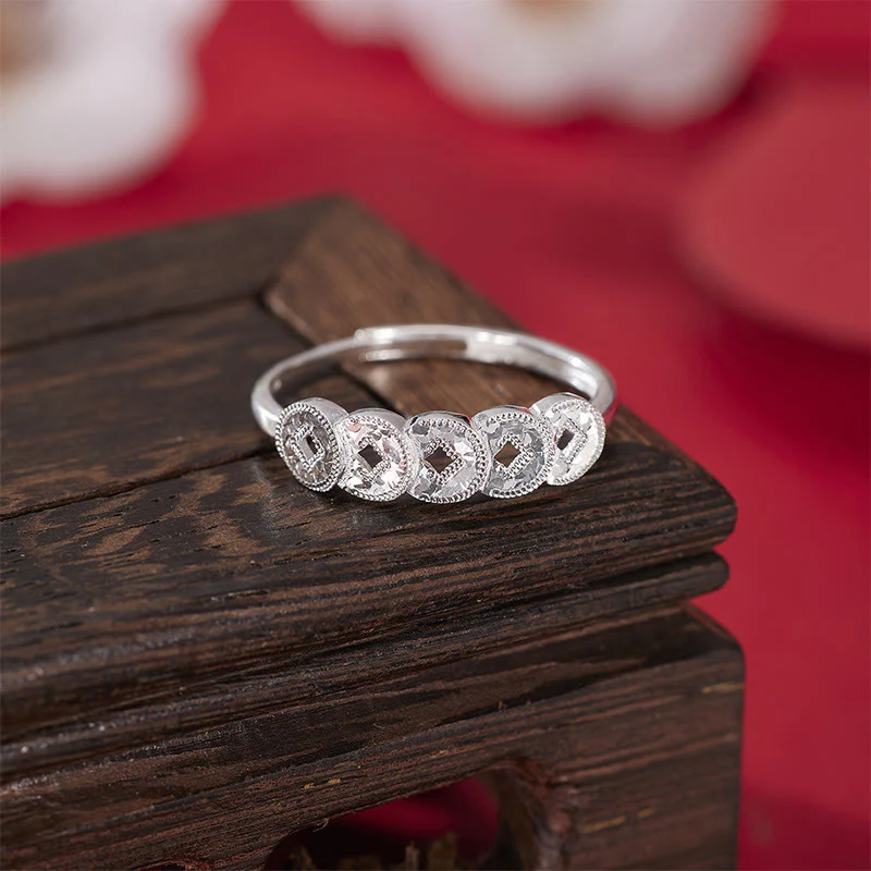 Buddha Stones Collana con ciondolo e anello di protezione in argento sterling 925 con cinque monete dell'imperatore - Image 16