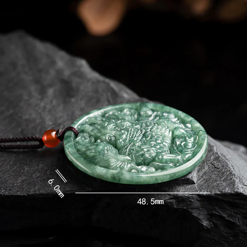 Buddha Stones Collana con ciondolo in corda di giada naturale Kirin Abundance - Image 9