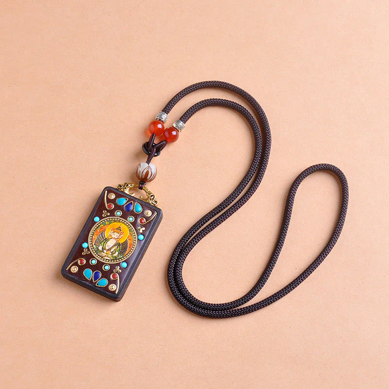 Buddha Stones Collana con ciondolo in legno di ebano e monete di rame Yin Yang Thangka Zakiram Balance - Image 13