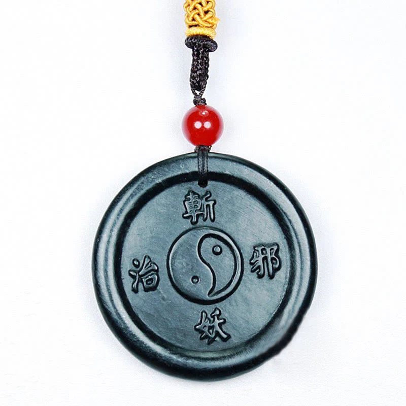 Buddha Stones Collana con ciondolo naturale Hetian Ciano Giada Yin Yang Fortuna Armonia - Image 5