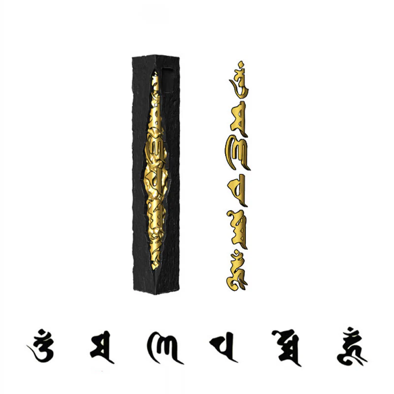 Buddha Stones Collana con ciondolo Om Mani Padme Hum della saggezza in argento sterling 999 e oro 999 - Image 14