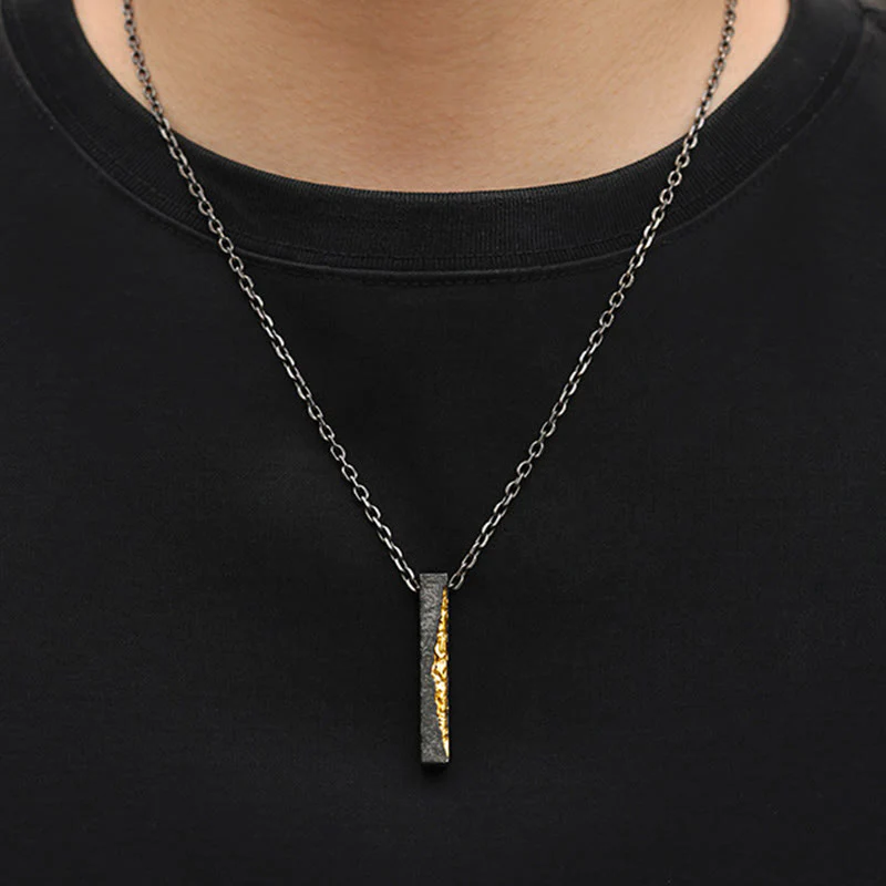 Buddha Stones Collana con ciondolo Om Mani Padme Hum della saggezza in argento sterling 999 e oro 999 - Image 5
