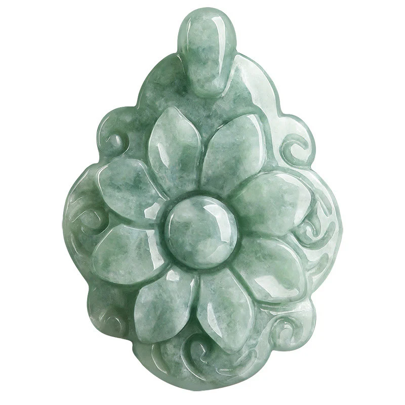 Buddha Stones Collana con ciondolo portafortuna con motivo floreale Kalanchoe blossfeldiana in giada naturale - Image 11