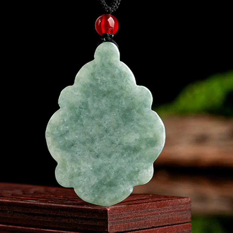Buddha Stones Collana con ciondolo portafortuna con motivo floreale Kalanchoe blossfeldiana in giada naturale - Image 5
