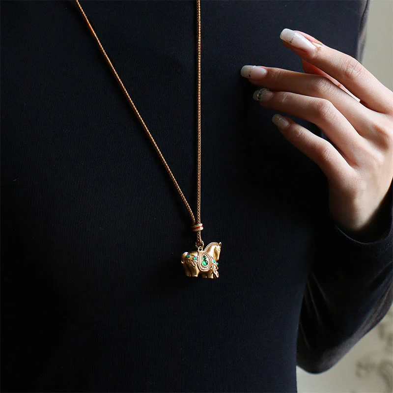 Buddha Stones Collana con pendenti in ottone e rame dell'anno del cavallo - Image 4