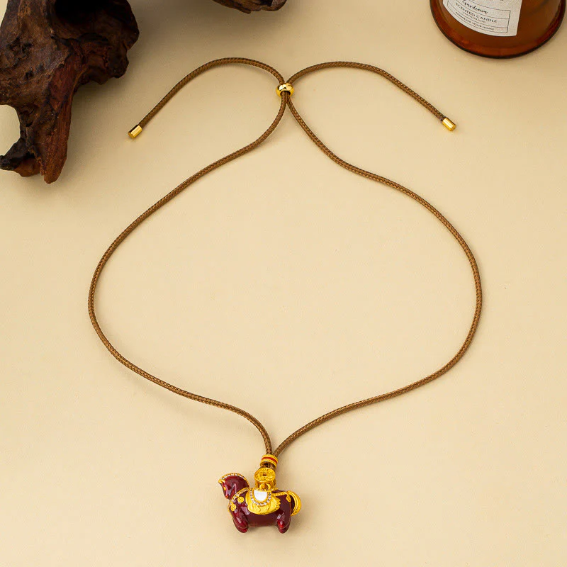 Buddha Stones Collana con pendenti in rame della ricchezza dell'anno del cavallo - Image 3