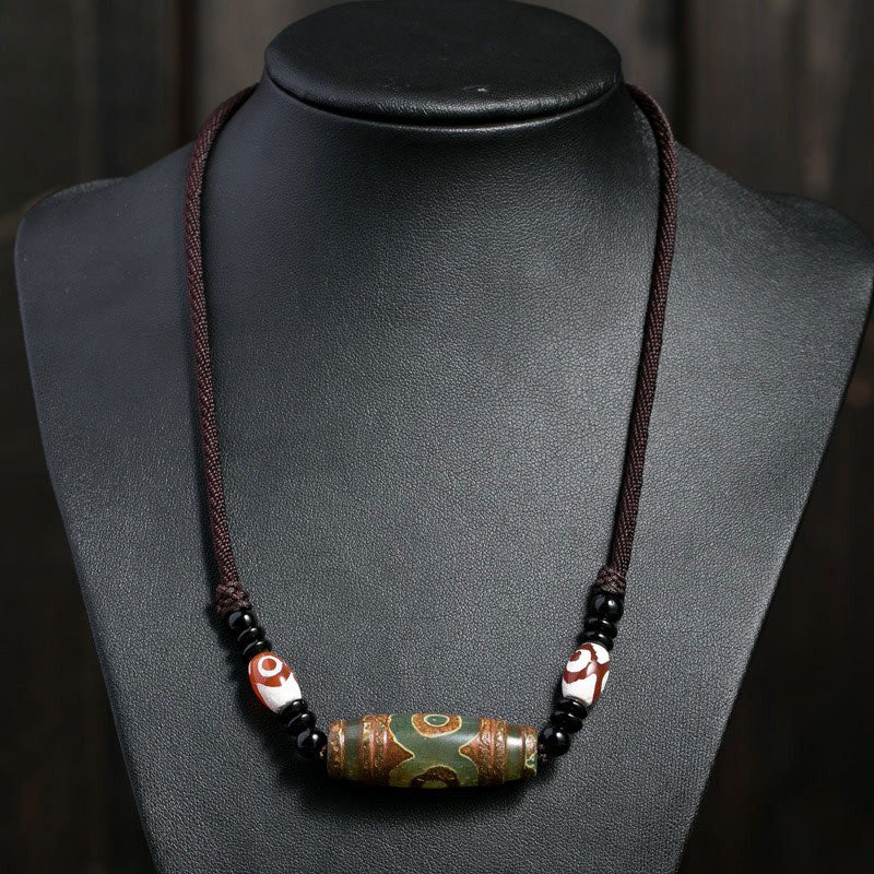 Buddha Stones Collana di perline tibetane Dzi a nove occhi con cordino protettivo - Image 7