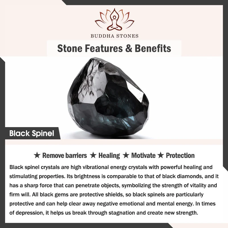 Buddha Stones Collana di spinello nero e turchese con perle di forza - Image 4