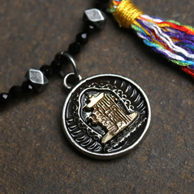 Buddha Stones Collana di spinello nero e turchese con perle di forza - Image 9