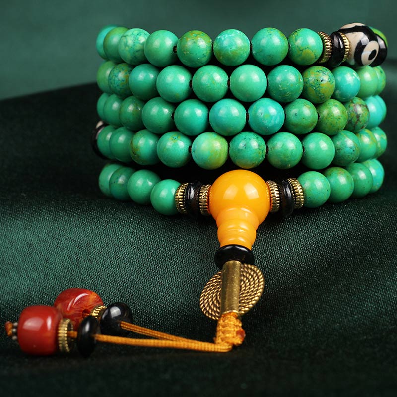 Buddha Stones Collana e bracciale Mala in turchese tibetano per l'equilibrio - Image 2