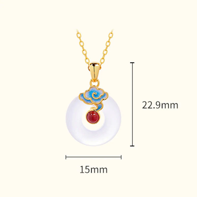 Buddha Stones Collana in argento sterling 925 con fibbia della pace, nuvola, calcedonio, ciondolo armonia - Image 4