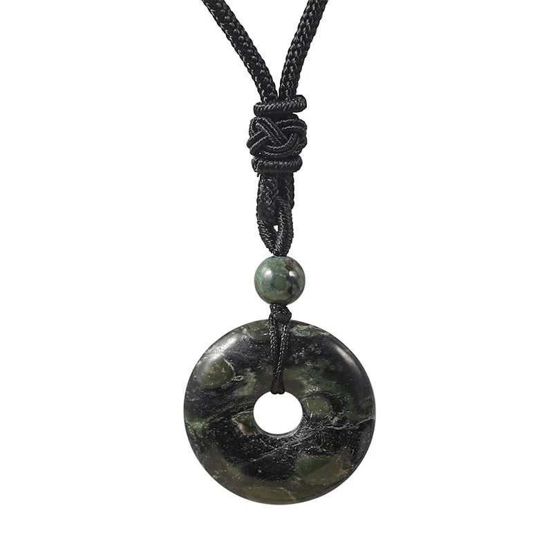 Buddha Stones Collana portafortuna con fibbia Peace in rodonite naturale e agata grigia, in stile rodonite naturale. - Image 14