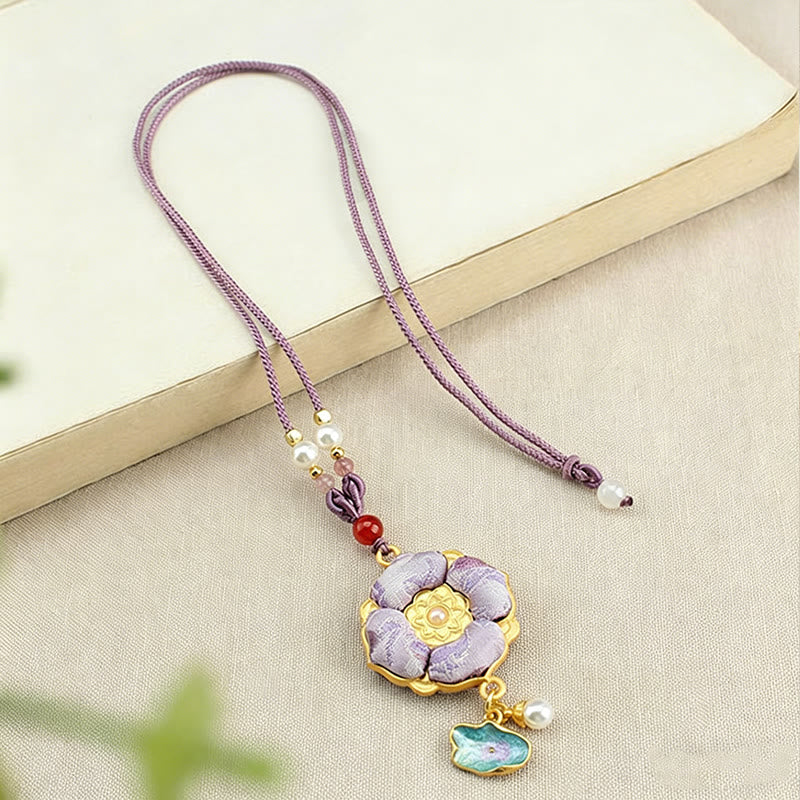 Buddha Stones Collana portafortuna Song Brocade a quadrifoglio - Image 11