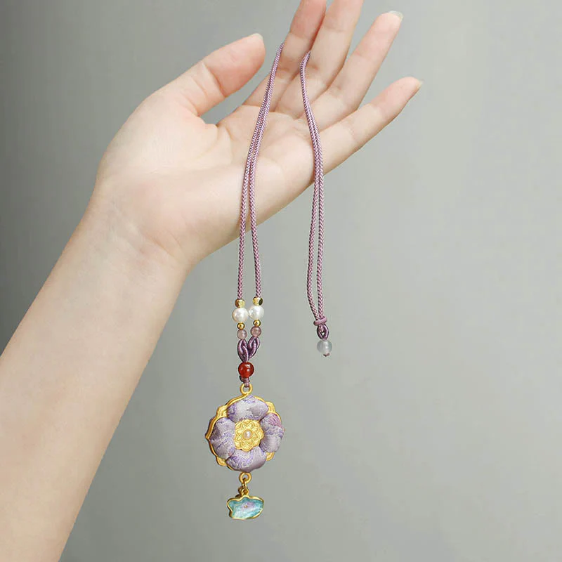 Buddha Stones Collana portafortuna Song Brocade a quadrifoglio - Image 12