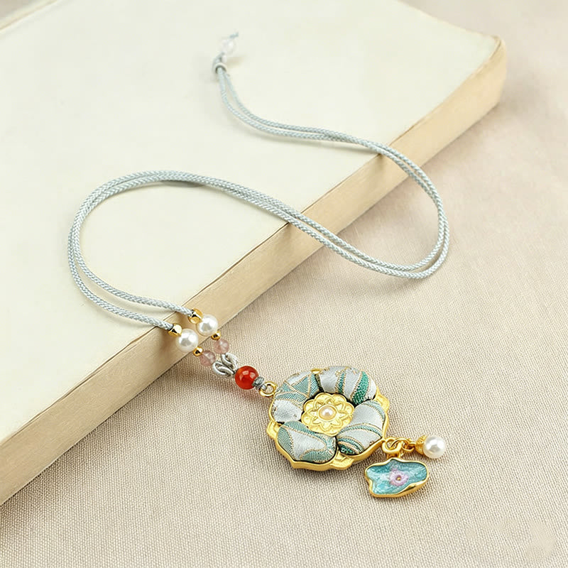 Buddha Stones Collana portafortuna Song Brocade a quadrifoglio - Image 15